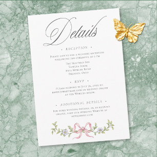Carte D'accompagnement Détail de mariage élégant victorien avec ruban flo
