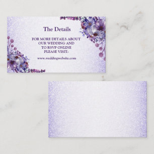 Carte D'accompagnement Détail de mariage pailleté floral bleu violet rose