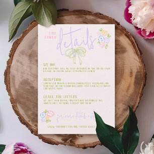 Carte D'accompagnement Détail de mariage pastel moderne d'un nœud dessiné