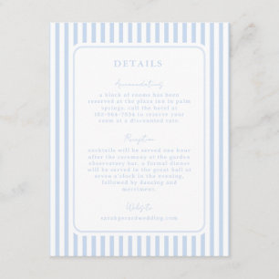 Carte D'accompagnement Détail de mariage rayé bleu côtier