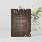 Carte D'accompagnement Détail de mariage rustique de comté de bois de ver (Debout devant)