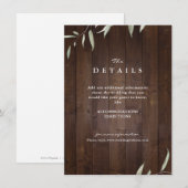 Carte D'accompagnement Détail de mariage rustique de comté de bois de ver (Devant / Derrière)