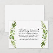 Carte D'accompagnement Détail de réception de mariage élégant à feuille v (Devant / Derrière)