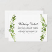 Carte D'accompagnement Détail de réception de mariage élégant à feuilles (Devant / Derrière)