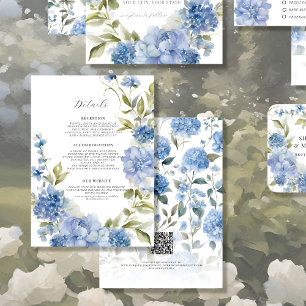 Carte D'accompagnement Détail floral sauvage bleu blanc d'été élégant