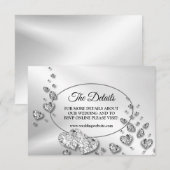 Carte D'accompagnement Détail Mariage Silver Coeurs brillants Élégant (Devant / Derrière)