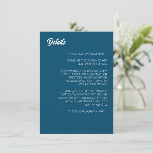 Carte D'accompagnement Détail Mariage simple, moderne et tendance (Debout devant)