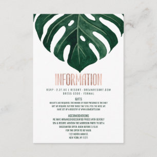 Carte D'accompagnement Détail rose d'or de feuille tropicale moderne de