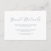 Carte D'accompagnement Détail simple de mariage avec un script bleu minim (Devant)