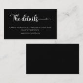 Carte D'accompagnement Détail simple de mariage noir pour site web sous f (Devant / Derrière)