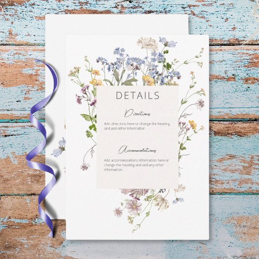 Carte D'accompagnement Détails blancs Fleurs sauvages Boho Delicate