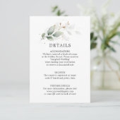 Carte D'accompagnement DÉTAILS Botanical Greenery Gold Mariage QR code (Debout devant)