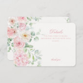 Carte D'accompagnement Détails botaniques d'hydrangea floraux roses (Devant / Derrière)