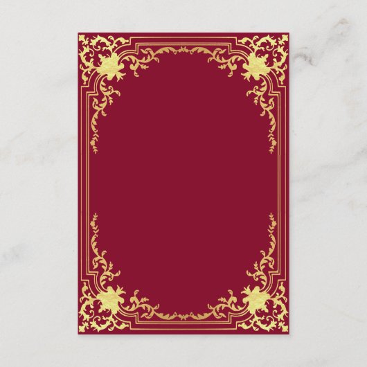 Carte D'accompagnement Détails Burgundy Faux Gold Elegant Script Mariage (Dos)