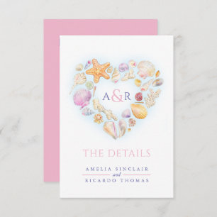 Carte D'accompagnement Détails changements coquilles coeur mariage