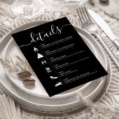 Carte D'accompagnement Détails Code QR - Chronologie du Mariage noir et b