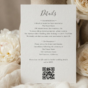 Carte D'accompagnement Détails Code QR RSVP Mariage
