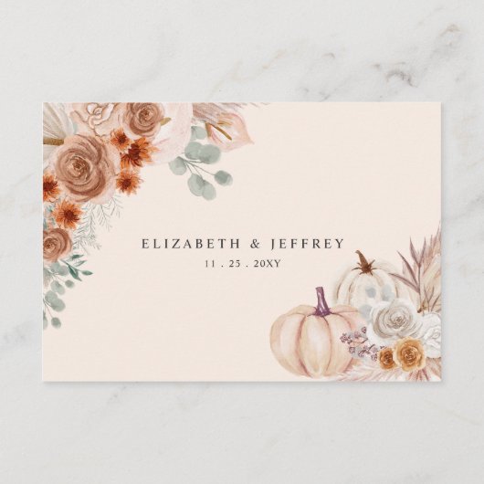 Carte D'accompagnement Détails d'automne de citrouilles de Pampas en terr (Dos)