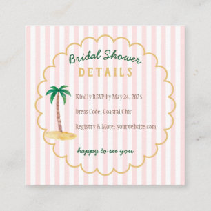 Carte D'accompagnement Détails de Baby Shower Tropical Rayure Rose