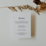 Carte D'accompagnement Détails de Boda Española<br><div class="desc">Cette carte d'enceinte detalles de boda Española est parfaite pour un mariage moderne. Le design sobre et élégant présente une typographie de script classique et sophistiquée en noir et blanc.</div>
