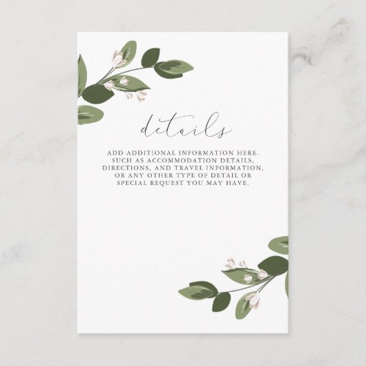 Carte D'accompagnement Détails de brins rose avec dos rose (Devant)