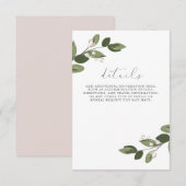 Carte D'accompagnement Détails de Brins Rosés avec Dos Rose (Devant / Derrière)