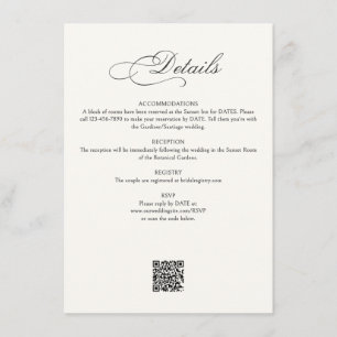 Carte D'accompagnement Détails de calligraphie pour mariage