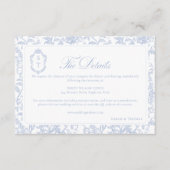 Carte D'accompagnement Détails de chinoiserie florale bleu doux Code QR (Devant)