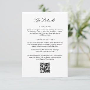 Carte D'accompagnement Détails de code QR de mariage à blason monogramme