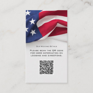 Carte D'accompagnement Détails de code QR de mariage avec drapeau américa