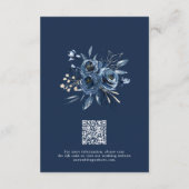 Carte D'accompagnement Détails de code QR de mariage bleu marine simple e (Dos)