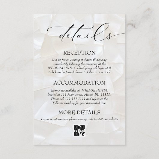 Carte D'accompagnement Détails de code QR de mariage élégant moderne (Devant)