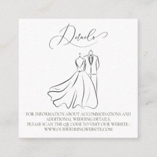 Carte D'accompagnement Détails de code QR de mariage minimaliste noir et