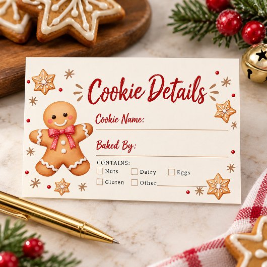 Carte D'accompagnement Détails de cookie d'échange de biscuits au gingemb