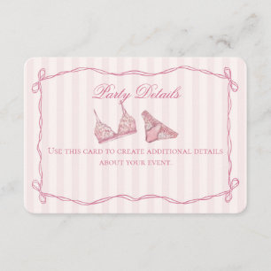 Carte D'accompagnement Détails de douche de lingerie en dentelle rose pas