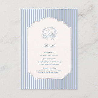 Carte D'accompagnement Détails de fête de jardin de mariage bleu poussiér