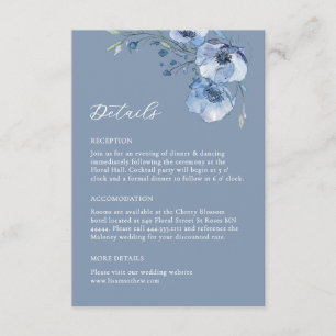 Carte D'accompagnement Détails de fleurs à l'aquarelle en bleu d'art fin