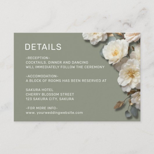 Carte D'accompagnement Détails de fleurs texturées de roses blanches (Devant)
