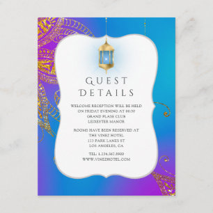 Carte D'accompagnement Détails de invité de mariage arabe Bollywood en fe