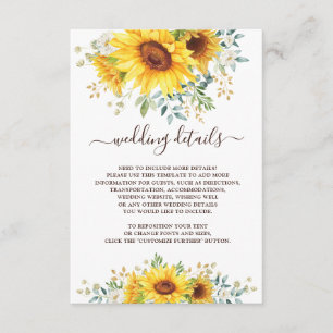 Carte D'accompagnement Détails de jardin de tournesols à l'aquarelle simp