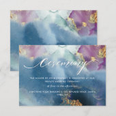 Carte D'accompagnement Détails de la cérémonie d'aquarelle violet, Turquo (Devant / Derrière)