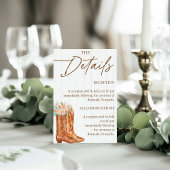 Carte D'accompagnement Détails de la Fête de Mariage Rustique Country Bot