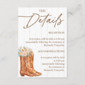 Carte D'accompagnement Détails de la Fête de Mariage Rustique Country Bot (Devant)