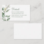 Carte D'accompagnement Détails de la mariage à fleurs d'aquarelle. Élégan (Devant / Derrière)