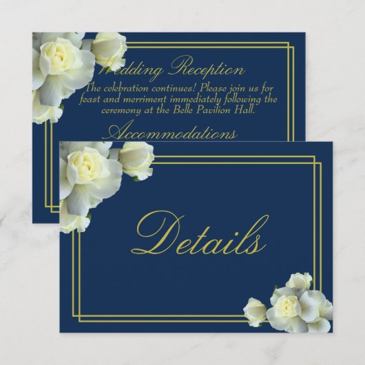 Carte D'accompagnement Détails de la réception de la Marine Blue White Ro (Devant / Derrière)