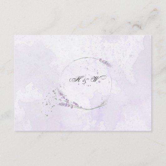 Carte D'accompagnement Détails de la réception de mariage violet lavande (Dos)