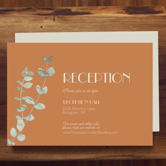 Carte D'accompagnement Détails de la réception en terre cuite Eucalyptus 