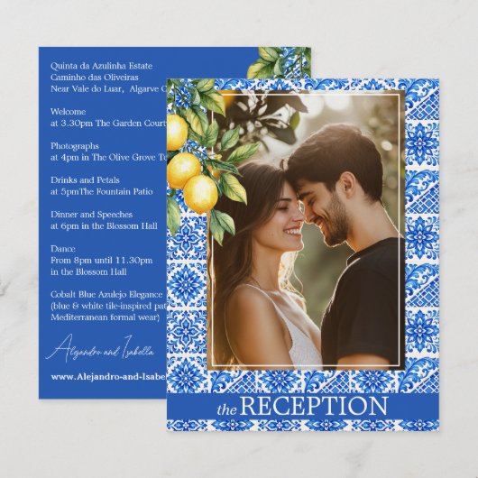 Carte D'accompagnement 💙🍋DÉTAILS DE LA RÉCEPTION Romance Azul & Limone (Devant / Derrière)