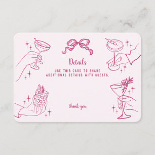 Carte D'accompagnement Détails de la soirée Cocktail Rose Retro Insérer