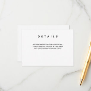 Carte D'accompagnement Détails de la typographie Mariage simple